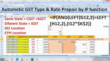 =IF+AND+LEFT formula AUTOMATIC GST Calculation by Advance Excel with multiple Conditions (HINDI)