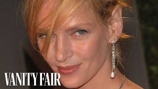 Famous Uma Thurman - The Secrets to Her Unique Fashion & Style on Vanity Fair Hollywood Style Star Profile