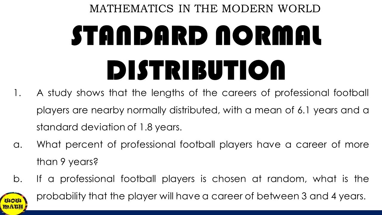 STANDARD NORMAL DISTRIBUTION - YouTube