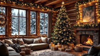 Serene Cabin Getaway | Flickering Flames & Whispering Snow