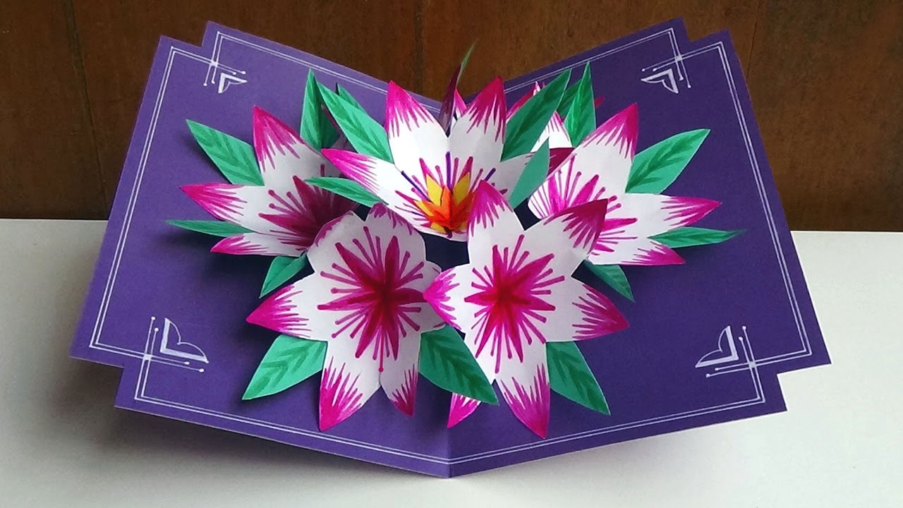 Making A 3d Flower Pop UP Card Easy And Simple Steps YouTube