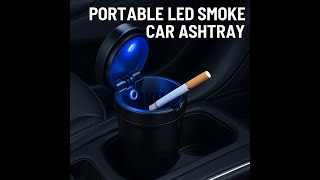 Portable Led Smoke Car Ashtray - Sleek, Smokeless Illuminated For Night Drives