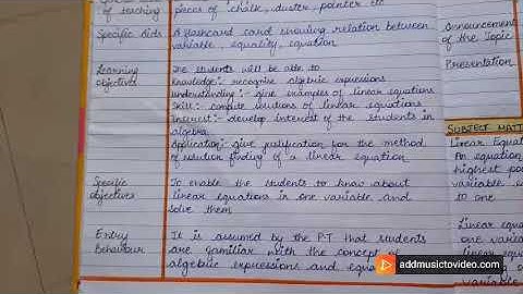 Linear equation in one variable, 8th class lesson plan, NCERT (B.Ed.)