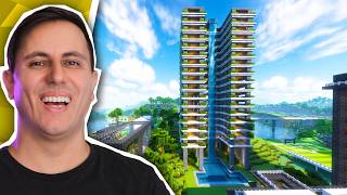 I built an insanely cool WATERFALL HIGHRISE in Minecraft