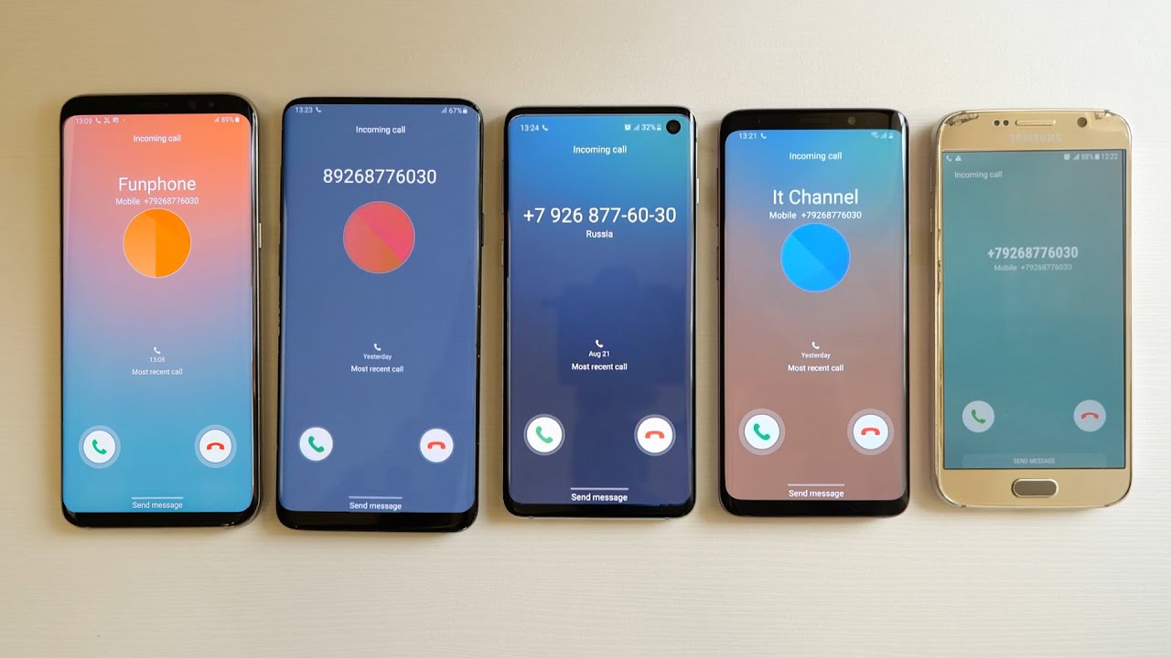 Samsung Galaxy S6 vs Galaxy S8+ vs S9+ vs S10 incoming call