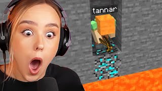 her first time playing Minecraft