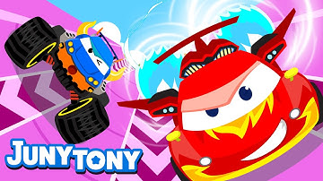 Mobil Balap | 🏎⚡ Secepat Kilat, Mobil Raksasa! | Lagu Mobil Monster | JunyTony Bahasa Indonesia