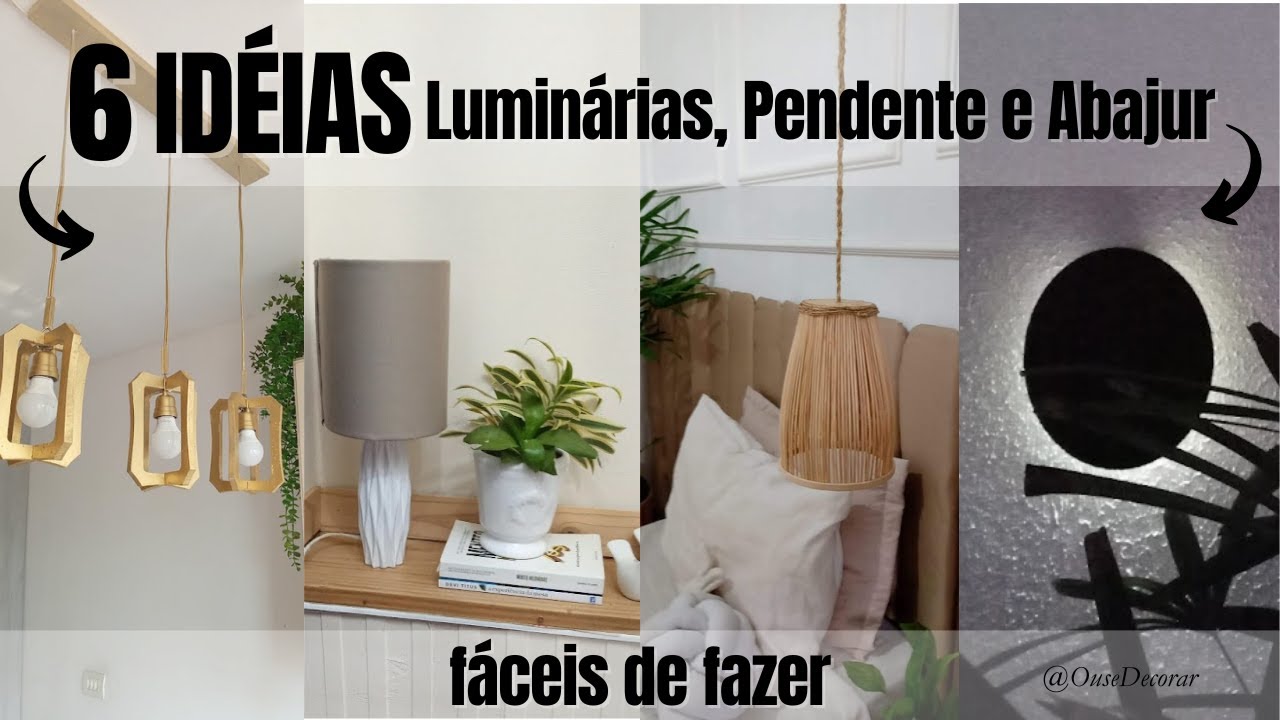 Como fazer LUMINARIA chique gastando pouco - faça você mesmo #luminaria #diy #pendentes #abajur