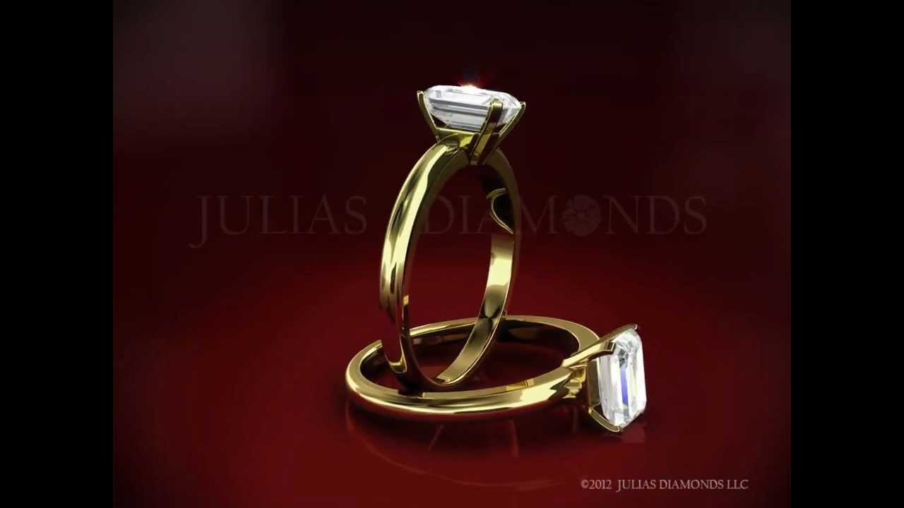 eBay Emerald Diamond Engagement Ring, Yellow Gold