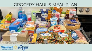 GROCERY HAUL \& MEAL PLAN | BUDGET FRIENDLY | WALMART GROCERY PICKUP | KROGER | FAMILY OF TWO