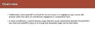 Torts lecture: Relationship between Proximate Cause and Plaintiff's Fault | quimbee.com