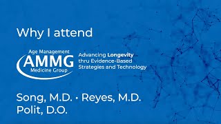 Why I Attend AMMG Age Management Medicine Conferences - Song, Reyes, Polit
THE AGE MANAGEMENT MEDICINE DIFFERENCE
A profound, meaningful, proven medical approach that’s setting the standard for 21st-century healthcare in all medical disciplines. It’s a progressive, preventative, proactive specialty focused on health, not disease. Age Management Medicine delivers measurable, life-changing patient outcomes—optimizing health and delaying or removing degenerative aging—using precision medicine, breakthrough technologies, evidence-based/customized modalities, and solid science.
Age Management Medicine, practiced part or full-time, leads you onto a different path—where you regain command of your practice and medical decision-making. It’s medical excellence at every turn with no insurance red tape, less stress, better patient care, a restored patient-physician relationship, and a reignited medical passion.
The Age Management Medicine Group (AMMG) provides:
— CME-accredited Conferences for Physicians, Pharmacists and Nurses
— Education and Certification in the categories of Age Management Medicine, Hormones, Peptides, & Exosomes
- Certification In Age Management Medicine
Visit us at www.agemed.org
#AgeManagementMedicineConference #CMEConference #LongevityMedicineConference Why I Attend AMMG Age Management Medicine Conferences - Song, Reyes, Polit