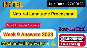 Natural Language Processing | Week 9 Quiz | Assignment 9 Solution | NPTEL | SWAYAM 2023