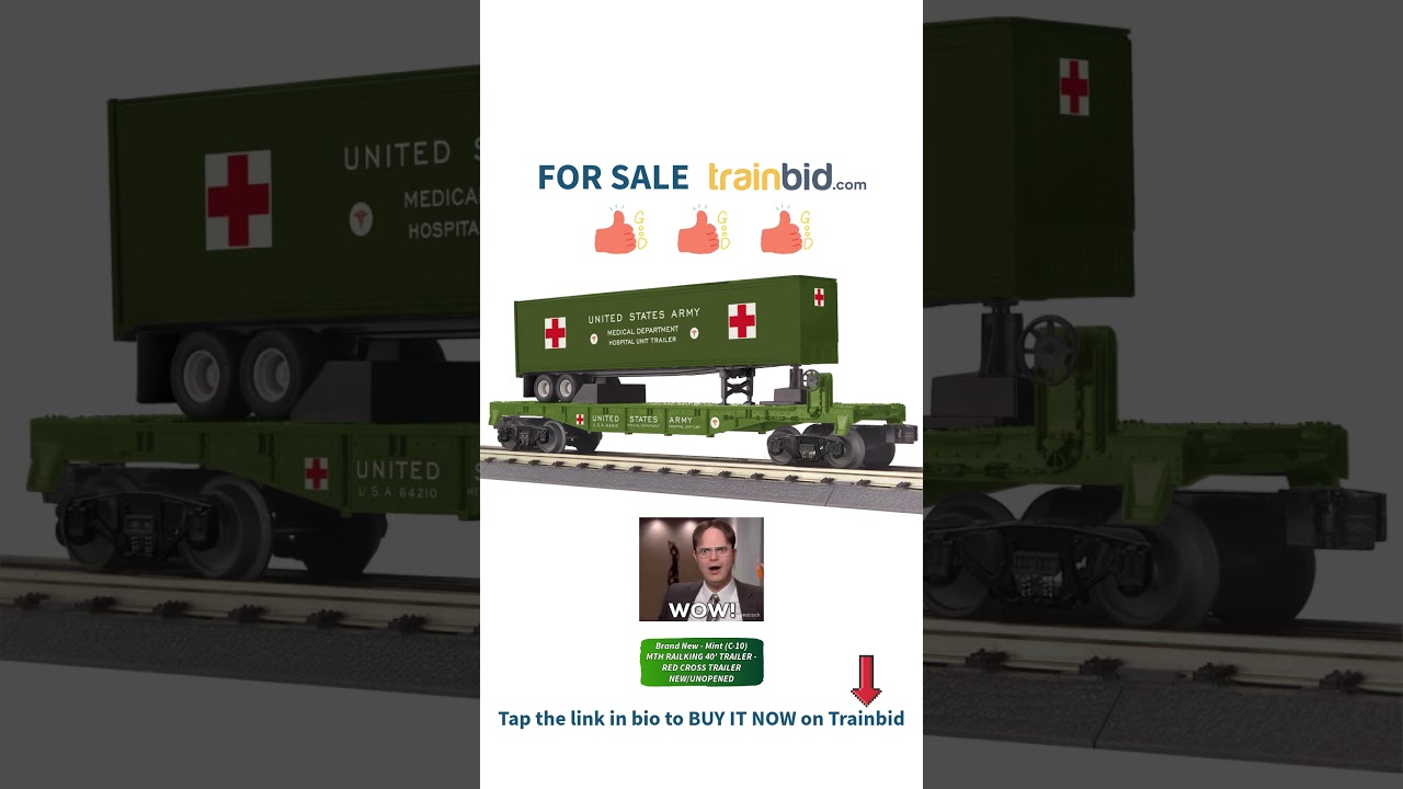 Available on Trainbid.com – C-10 MTH RailKing 40' Red Cross Trailer New & Unopened