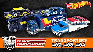 Hot Wheels Team Transporter AAR Cuda, Olio Fiat 131, and Chevy C10 Ramp Truck - 62, 63, & 64 (2024)