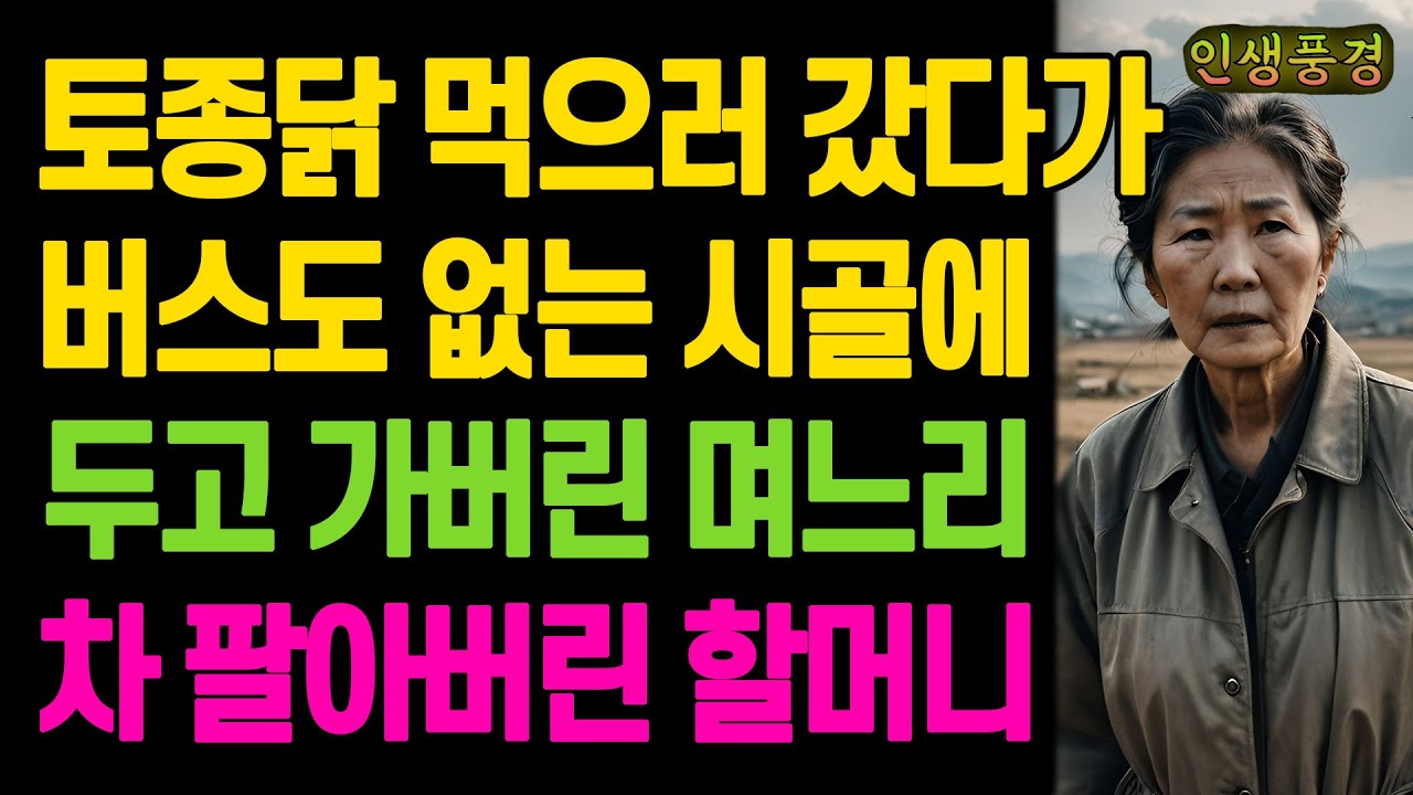 토종닭 먹으러 갔다가 버스도 없는 시골에 두고 가버린 며느리 차 팔아버린 할머니 노년의 삶의 지혜 행복한 노후생활 부모자식갈등 사연 이야기 오디오북