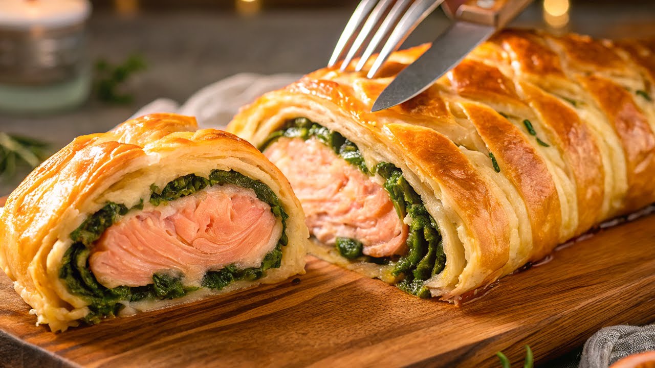 Восхитительный лосось в слоеном тесте! Рецепт от деревенской бабушки!