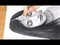 Drawing A Beautiful Lady 😍 Timelapse