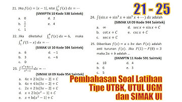 5 Soal Integral (21 — 25) tipe UTBK  UTUL UGM, dan SIMAK UI.