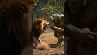 The lion fights a terrible strange creature #JungleKing#EpicFight #Nature#AnimalWorld #ScaryCreature
