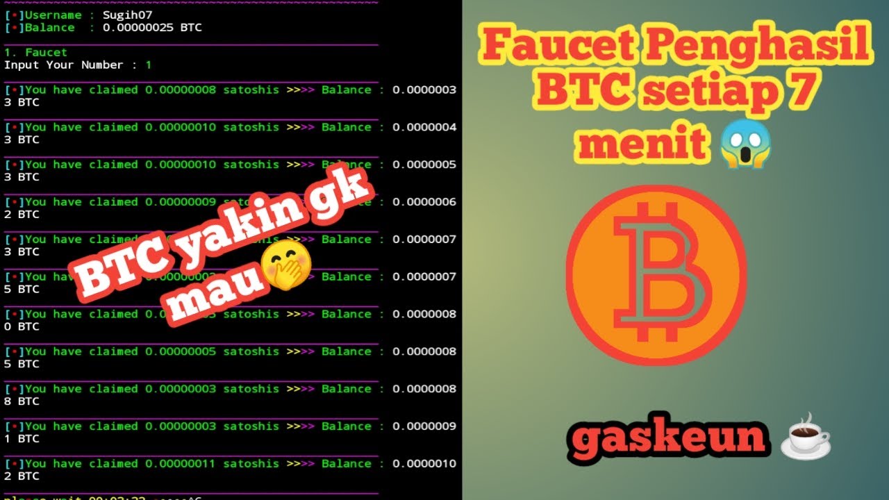 FAUCET PENGHASIL BTC TERBARU 15 SATOSHI SETIAP 7 MENIT😱 YouTube