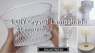 4 DIY Crystal Table Lamps using 1 Dollar Store Basket | Dollar Tree DIY