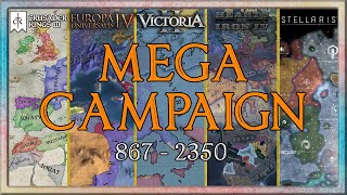 CK3 to EU4 to Vicky 2 to HOI4 to Stellaris - A Mega Campaign Timelapse (867 - 2350)