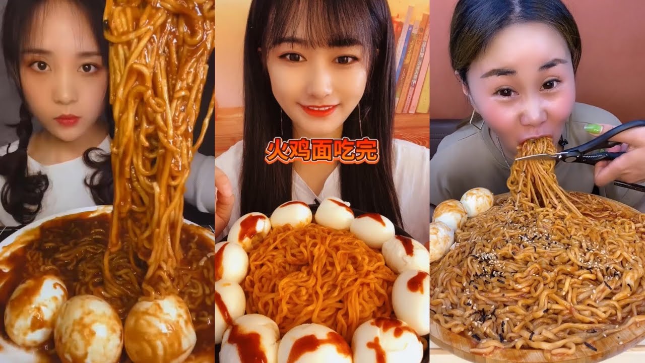 ASMR CHINESE FOOD MUKBANG EATING SHOW 매운라면과 계란 중국 먹방 쇼 리얼사운드 ราเมนรสเผ็ดและการกินไข่ 🌶