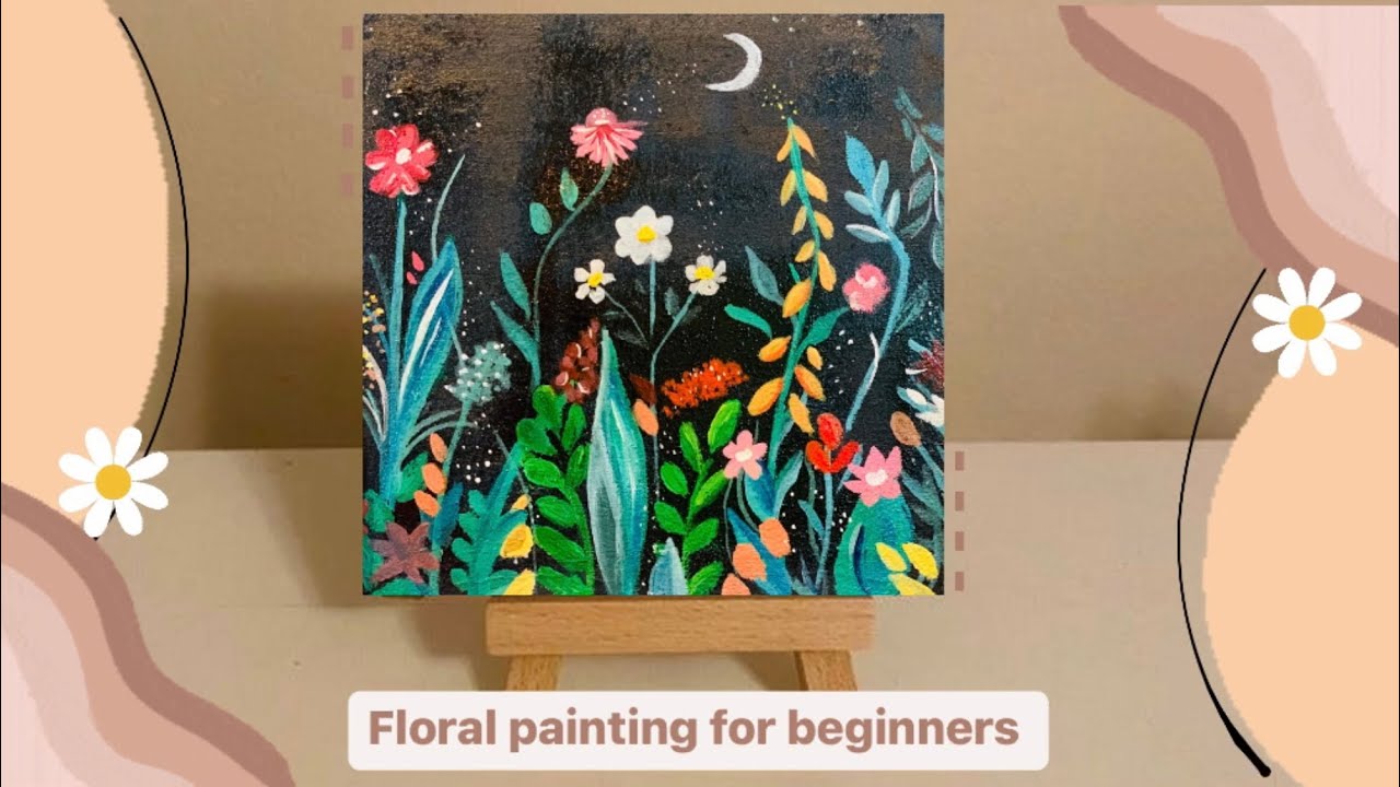 Floral painting for beginners acrylics painting YouTube