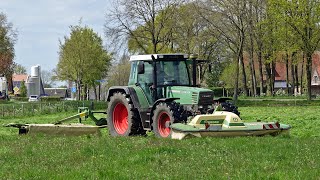 Mowing First Grass | Fendt Favorit 512C + Krone | 2023