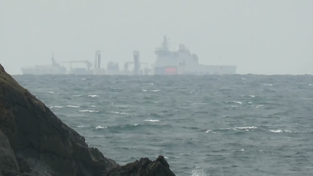 Warship on the horizon Hope Cove 20231005