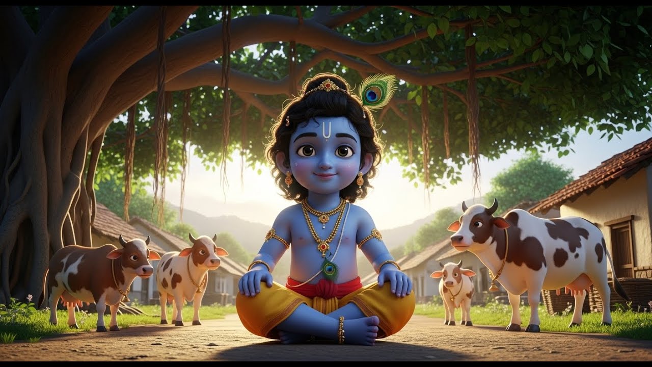 Little Krishna Lullaby | Shree Krishna Govind Hare Murari | Peaceful Sleep Song & Calm Nights