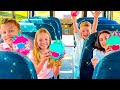 Nastya and dad teach the rules of behavior on the school bus