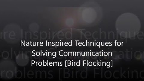 Nature Inspired Techniques for Solving Communication Problems EPL 202
