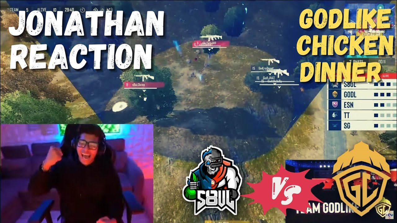 S8UL vs Godlike 🔥| Jonathan reaction 😍| Godlike chicken dinner 💛 # ...