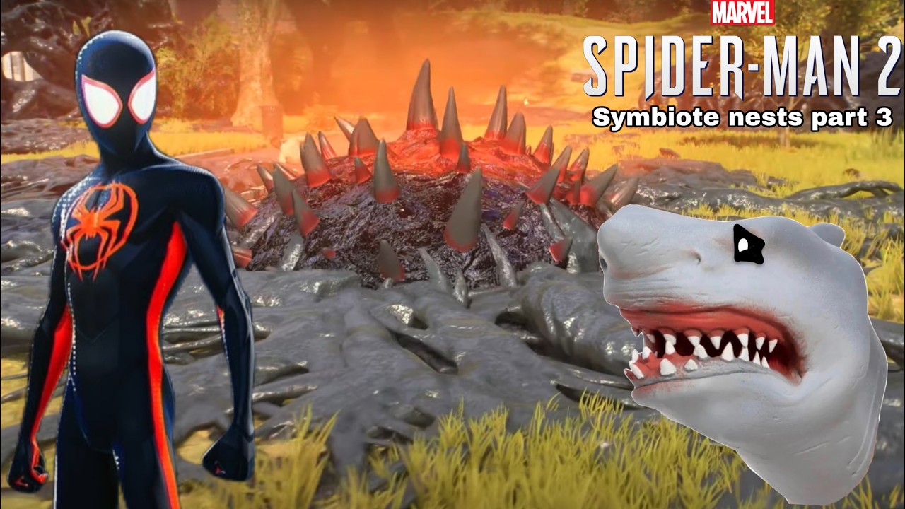 Shark Puppet plays Spiderman-2 symbiote nests part 3 - YouTube