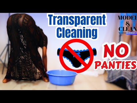 [4K] Transparent Cleaning | No Panties, No Bra | How To Clean Traditionally #cleaninghacks #model
