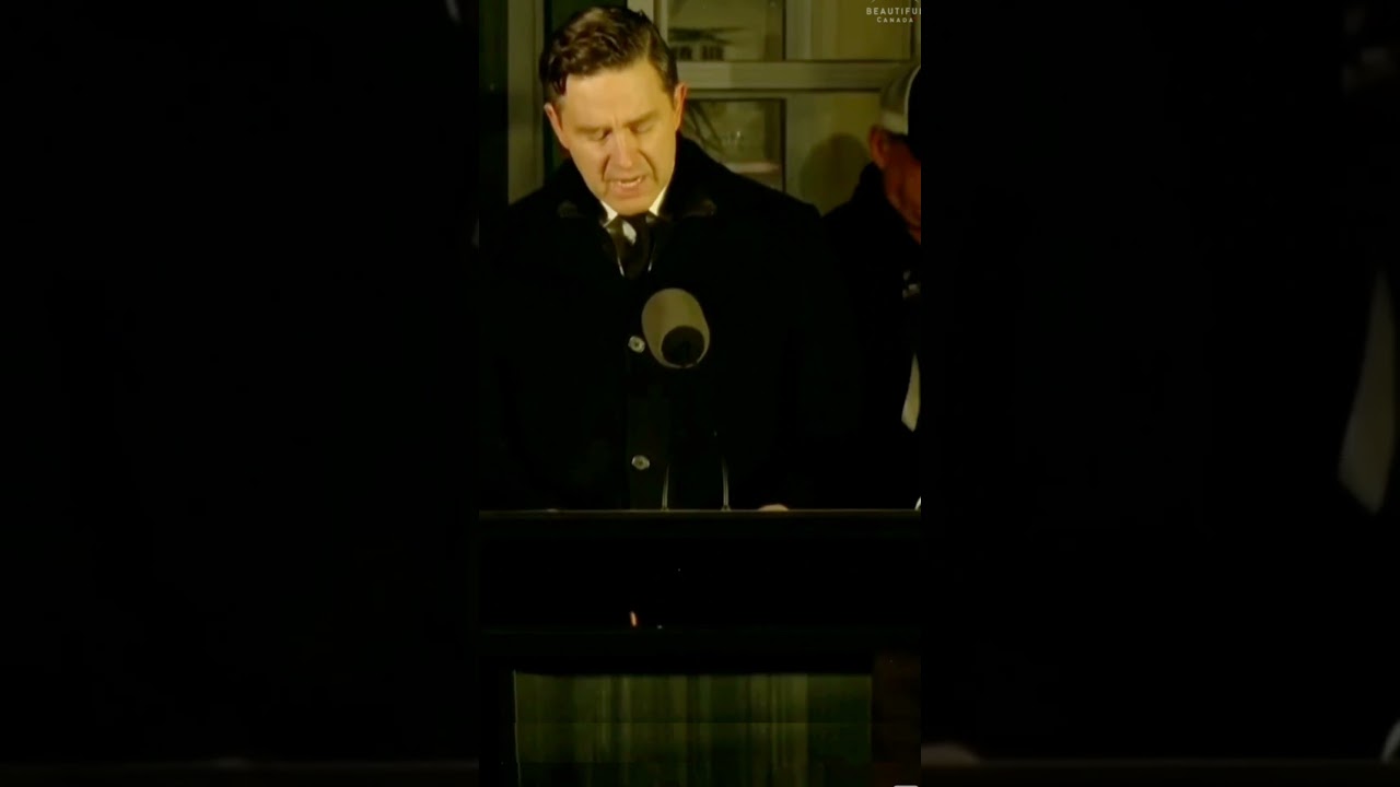 Пьер выступает на поминках в Тамблер-Ридж 