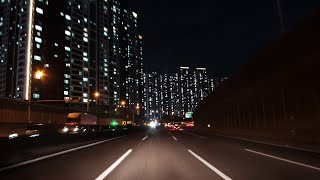 Highway Driving at Night  Songdo, Incheon to Seoul in Korea (No Talking, No Music)