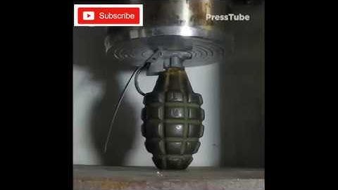 Omg!!Will it explode!!grenade under hydraulic press