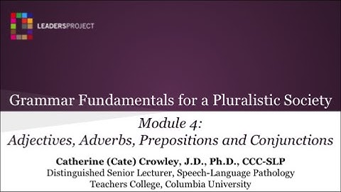 Module 4: Adjectives, Adverbs... (Grammar Fundamentals for a Pluralistic Society: )