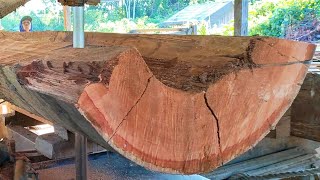 The operator's way of sawing super large red Meranti wood#sawmill