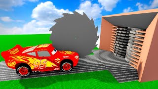 Big & Small Lightning Mcqueen Cars Caught in Saw and Vertical Shredder Factory | Teardown