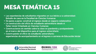 Mesa Temática 15 - X ENCUENTRO NACIONAL Y VII LATINOAMERICANO SOBRE INGRESO UNIVERSITARIO