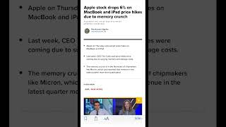Apple stock drops 6% on MacBook and iPad price hikes due to memory crunch: CNBC