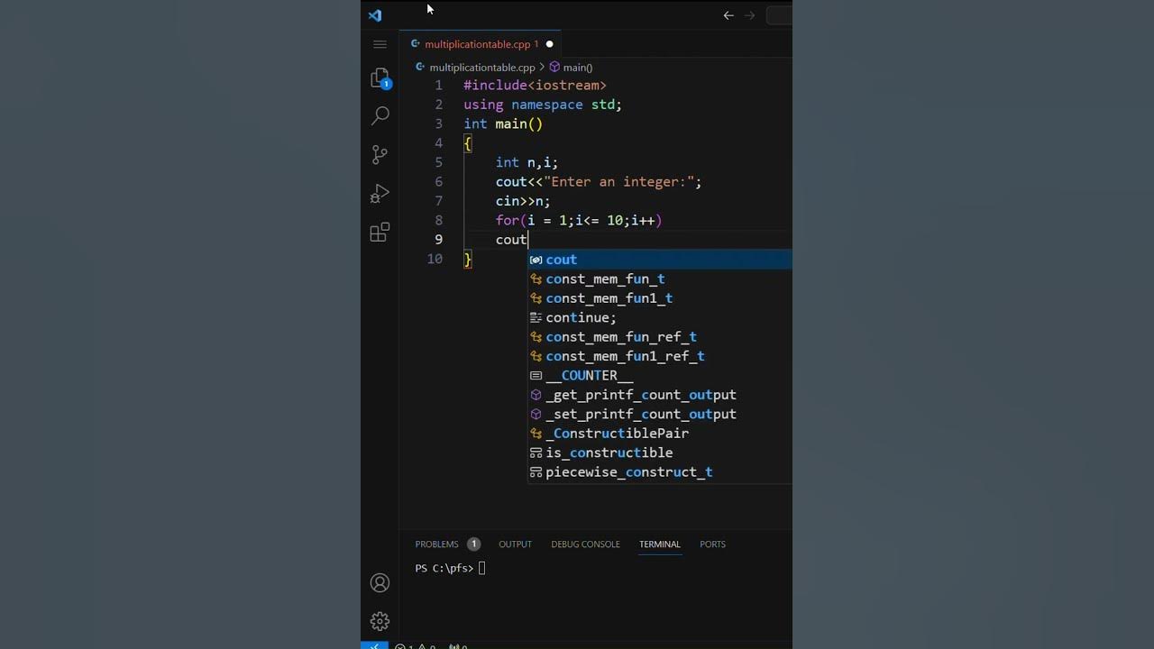 multiplication table with cpp programming language #coding #programming ...