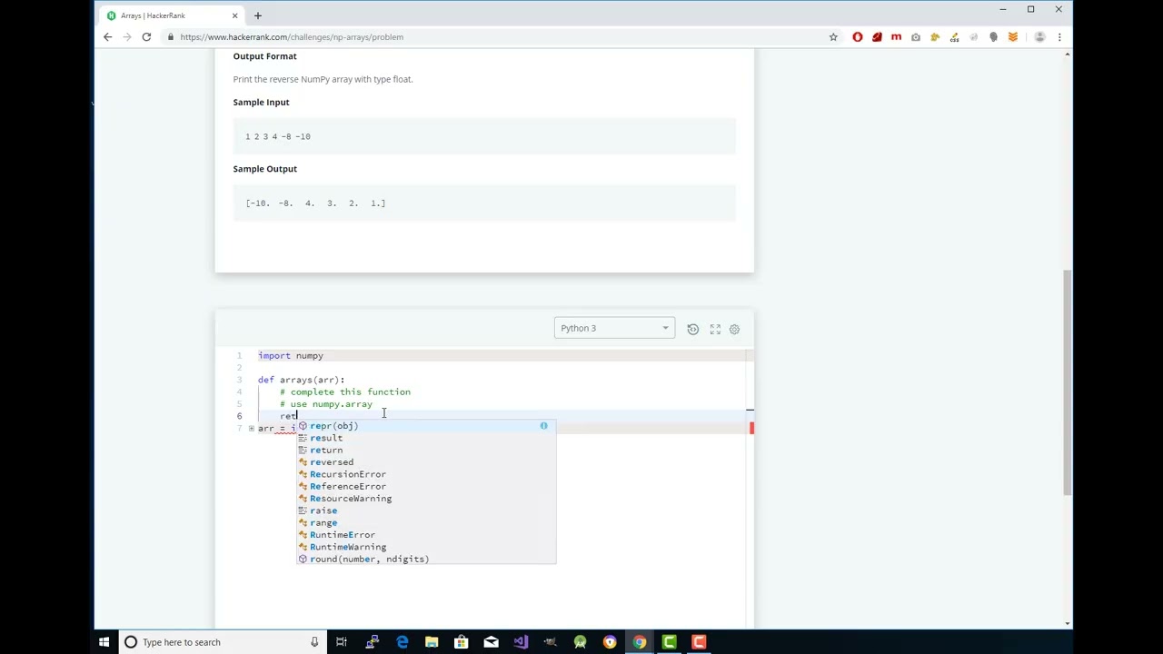 HackerRank Practice Python 99 Arrays