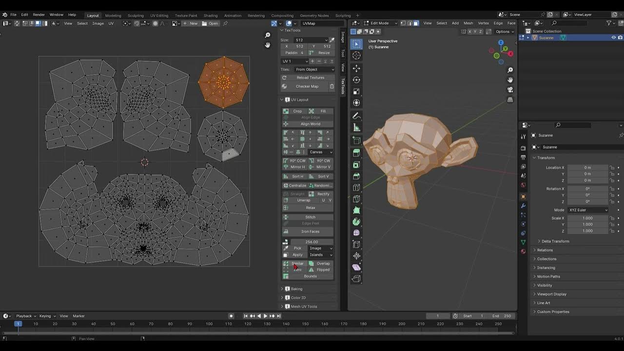 Textools blender uv layout similar island youtube