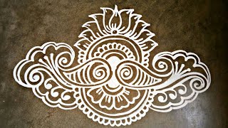 Easy Door Alpana Design For Laxmi Puja How To Make Door Alpana Design