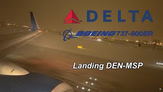 Delta Air Lines 737900 Landing in Minneapolis in a Heavy Snow Storm at Night from Denver